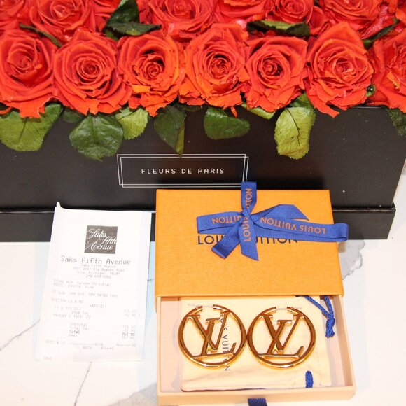 Louis Vuitton Louise Hoop GM Earrings - AUTHENTIC - Picture 1 of 4